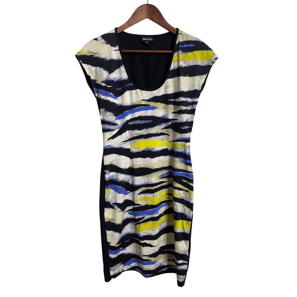 Just Cavalli Abstract Print Bodycon Mini Dress Multi Color Womans 42